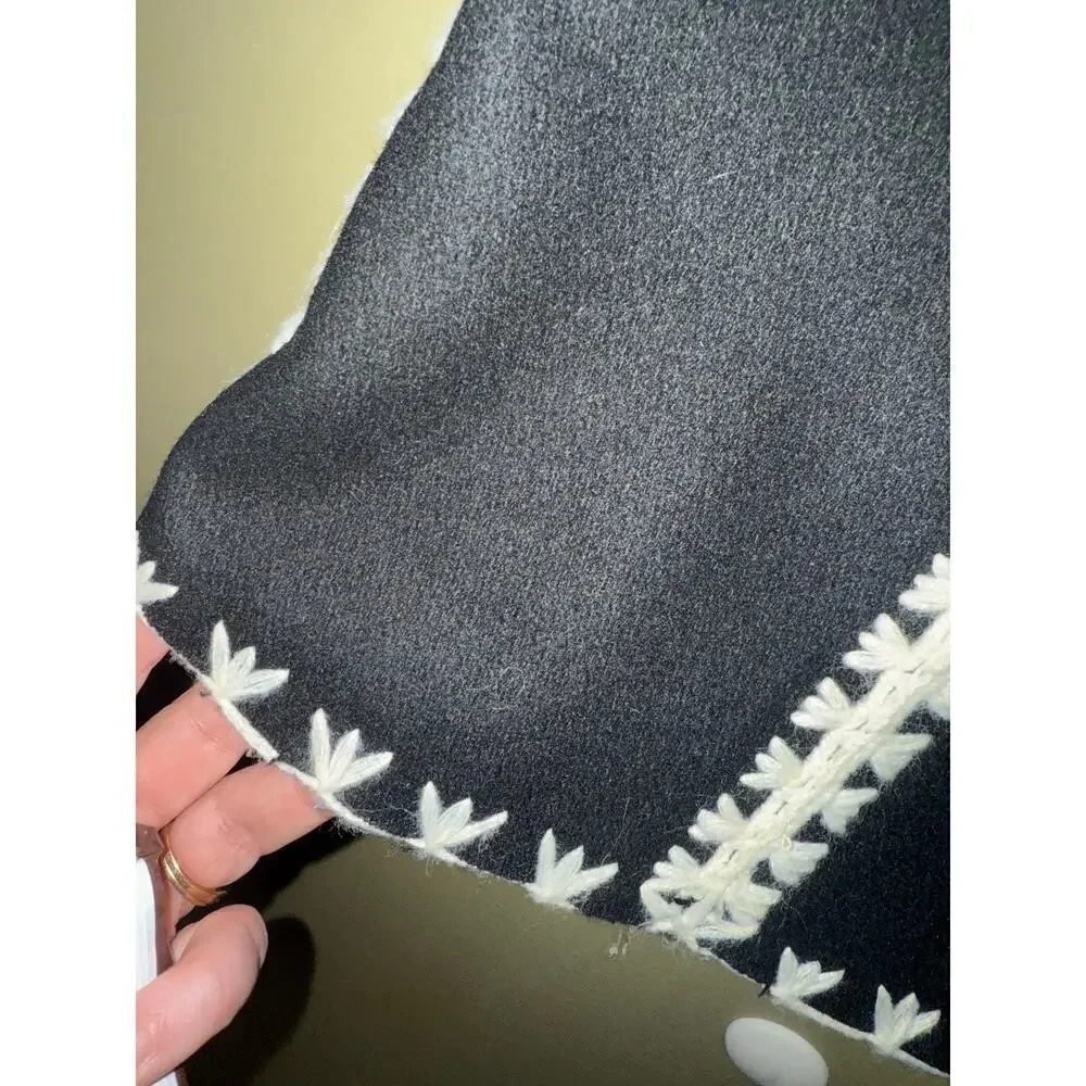 Etcetera‎ Wool Blend Crochet Trim A-line Skirt Women’s 10 Black & White